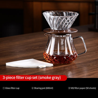 BINCOO Glass Pour‑Over Coffee Set, Household V60 Dripper, Coffee Server with Manual Coffee Grinder, Complete Brewing Kit
