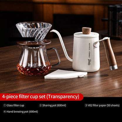 BINCOO Glass Pour‑Over Coffee Set, Household V60 Dripper, Coffee Server with Manual Coffee Grinder, Complete Brewing Kit