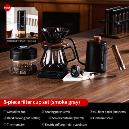 BINCOO Glass Pour‑Over Coffee Set, Household V60 Dripper, Coffee Server with Manual Coffee Grinder, Complete Brewing Kit