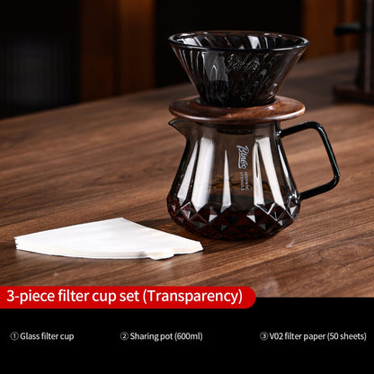BINCOO Glass Pour‑Over Coffee Set, Household V60 Dripper, Coffee Server with Manual Coffee Grinder, Complete Brewing Kit