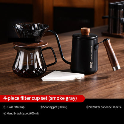 BINCOO Glass Pour‑Over Coffee Set, Household V60 Dripper, Coffee Server with Manual Coffee Grinder, Complete Brewing Kit