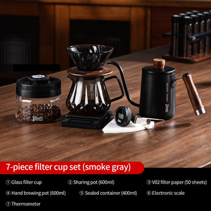 BINCOO Glass Pour‑Over Coffee Set, Household V60 Dripper, Coffee Server with Manual Coffee Grinder, Complete Brewing Kit