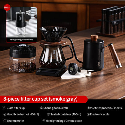 BINCOO Glass Pour‑Over Coffee Set, Household V60 Dripper, Coffee Server with Manual Coffee Grinder, Complete Brewing Kit