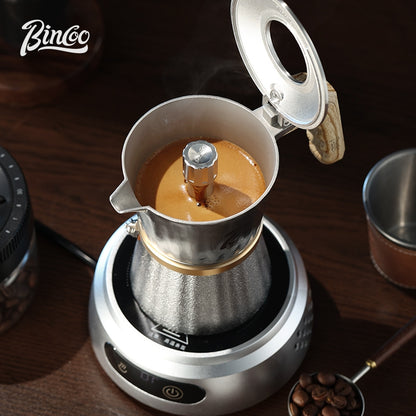 BINCOO Three‑Valve Moka Pot, 316 Stainless Steel Home Double‑Valve Coffee Pot Gift Box Set, Ideal for Birthday Gifting 2Cups
