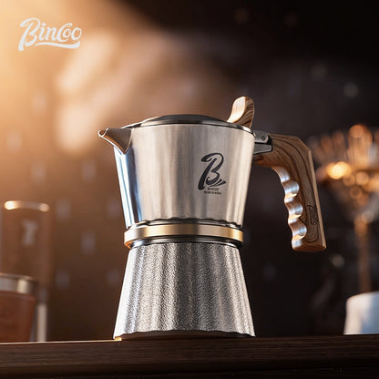 BINCOO Three‑Valve Moka Pot, 316 Stainless Steel Home Double‑Valve Coffee Pot Gift Box Set, Ideal for Birthday Gifting 2Cups