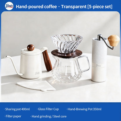 BINCOO Glass Pour‑Over Coffee Set, Home V60 Filter Dripper, Complete Coffee Kit with Sharing Pot