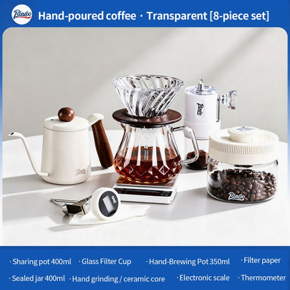 BINCOO Glass Pour‑Over Coffee Set, Home V60 Filter Dripper, Complete Coffee Kit with Sharing Pot