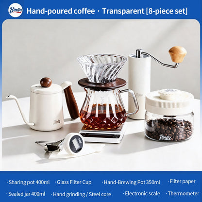 BINCOO Glass Pour‑Over Coffee Set, Home V60 Filter Dripper, Complete Coffee Kit with Sharing Pot