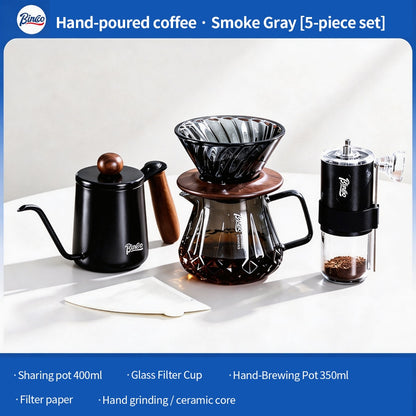 BINCOO Glass Pour‑Over Coffee Set, Home V60 Filter Dripper, Complete Coffee Kit with Sharing Pot