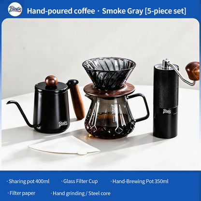 BINCOO Glass Pour‑Over Coffee Set, Home V60 Filter Dripper, Complete Coffee Kit with Sharing Pot