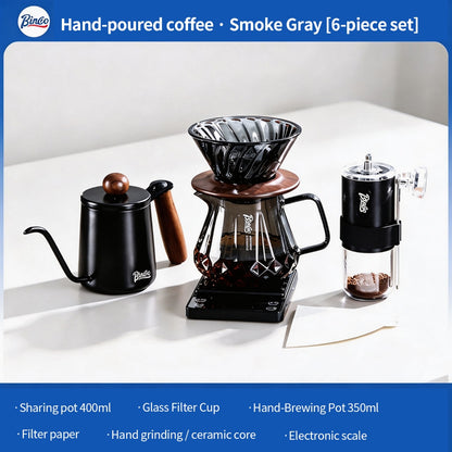 BINCOO Glass Pour‑Over Coffee Set, Home V60 Filter Dripper, Complete Coffee Kit with Sharing Pot