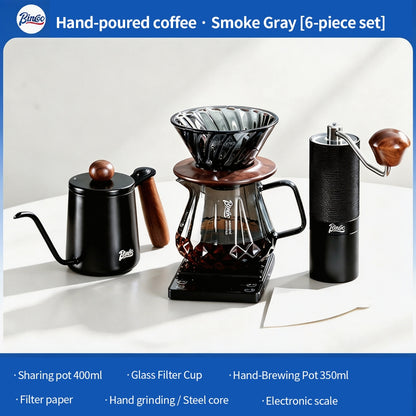 BINCOO Glass Pour‑Over Coffee Set, Home V60 Filter Dripper, Complete Coffee Kit with Sharing Pot