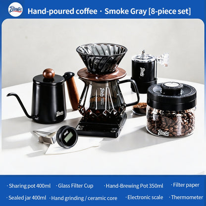 BINCOO Glass Pour‑Over Coffee Set, Home V60 Filter Dripper, Complete Coffee Kit with Sharing Pot