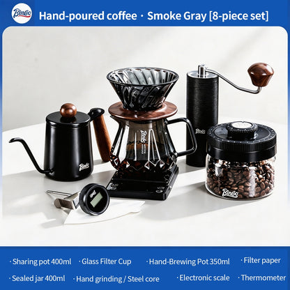 BINCOO Glass Pour‑Over Coffee Set, Home V60 Filter Dripper, Complete Coffee Kit with Sharing Pot