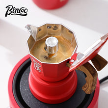 BINCOO Red 3-Valve Coffee Moka Pot Complete Set with Electric Hot Plate, Small Italian Coffee Maker 2Cups