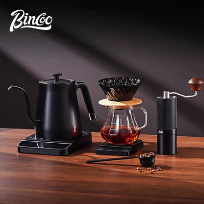 BINCOO Pour Over Coffee Set, Glass Hand Brewed Pot with Ceramic V60 Dripper, Home Brewing Filter Pot Coffee Grinder Coffee Utensil Set