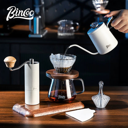 BINCOO Hand Drip Coffee Set Server Pot V60 Dripper Stainless Steel Long Spout Gooseneck Kettle Manual Coffee Grinder Coffee Brewing Tools