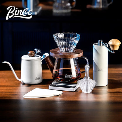 BINCOO Hand Drip Coffee Set Server Pot V60 Dripper Stainless Steel Long Spout Gooseneck Kettle Manual Coffee Grinder Coffee Brewing Tools