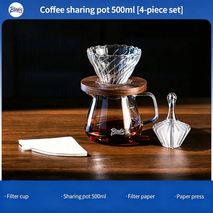 BINCOO Hand Drip Coffee Set Server Pot V60 Dripper Stainless Steel Long Spout Gooseneck Kettle Manual Coffee Grinder Coffee Brewing Tools