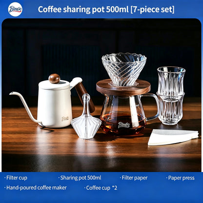 BINCOO Hand Drip Coffee Set Server Pot V60 Dripper Stainless Steel Long Spout Gooseneck Kettle Manual Coffee Grinder Coffee Brewing Tools