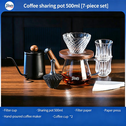 BINCOO Hand Drip Coffee Set Server Pot V60 Dripper Stainless Steel Long Spout Gooseneck Kettle Manual Coffee Grinder Coffee Brewing Tools