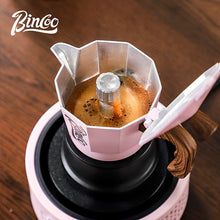 BINCOO Pink 3-Valve Moka Pot with Electric Stove Set Coffee Grinder Stovetop Coffee Maker Small Home Use 2 Cups