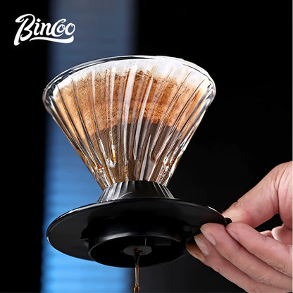 BINCOO Smart Dripper V60 Glass Coffee Dripper with Sharing Pot Glass Drip Pour Over Coffee Set