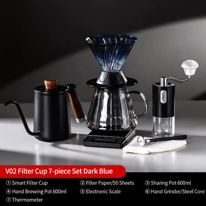 BINCOO Smart Dripper V60 Glass Coffee Dripper with Sharing Pot Glass Drip Pour Over Coffee Set