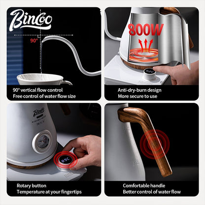 BINCOO Pour Over Coffee Kettle Set Smart Temperature Control Gooseneck Kettle Home Stainless Steel Coffee Pot with Coffee Grinder Set