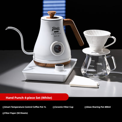 BINCOO Pour Over Coffee Kettle Set Smart Temperature Control Gooseneck Kettle Home Stainless Steel Coffee Pot with Coffee Grinder Set