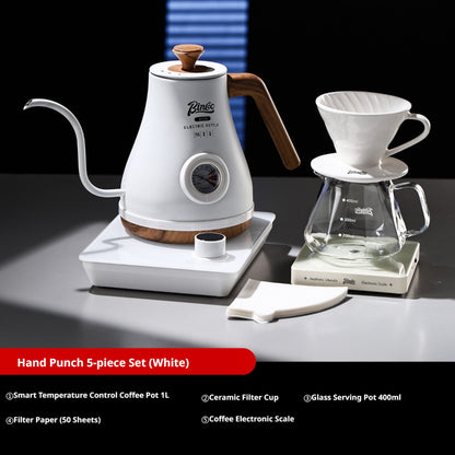 BINCOO Pour Over Coffee Kettle Set Smart Temperature Control Gooseneck Kettle Home Stainless Steel Coffee Pot with Coffee Grinder Set