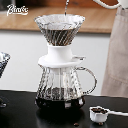 BINCOO Hand Drip Coffee Set with Coffee Grinder Glass Sharing Pot V60 Dripper Drip Coffee Brewing Kit for Household Office