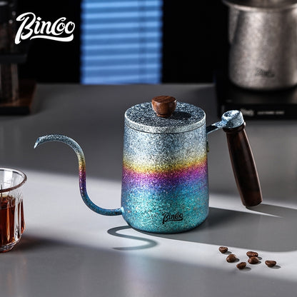 BINCOO Colorful Pure Titanium Gooseneck Pour Over Pot Small Home Coffee Brewing Tool 350ML/600ML