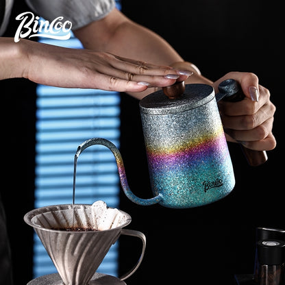 BINCOO Colorful Pure Titanium Gooseneck Pour Over Pot Small Home Coffee Brewing Tool 350ML/600ML