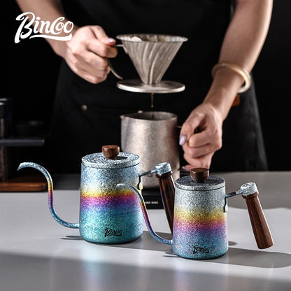 BINCOO Colorful Pure Titanium Gooseneck Pour Over Pot Small Home Coffee Brewing Tool 350ML/600ML