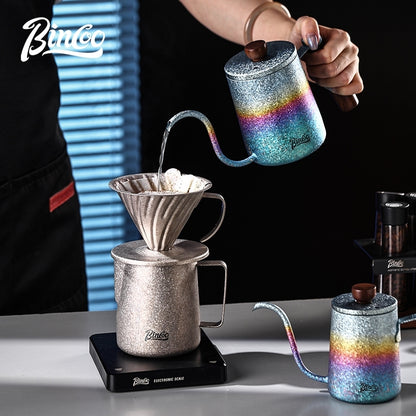 BINCOO Colorful Pure Titanium Gooseneck Pour Over Pot Small Home Coffee Brewing Tool 350ML/600ML