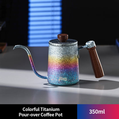 BINCOO Colorful Pure Titanium Gooseneck Pour Over Pot Small Home Coffee Brewing Tool 350ML/600ML