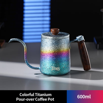 BINCOO Colorful Pure Titanium Gooseneck Pour Over Pot Small Home Coffee Brewing Tool 350ML/600ML