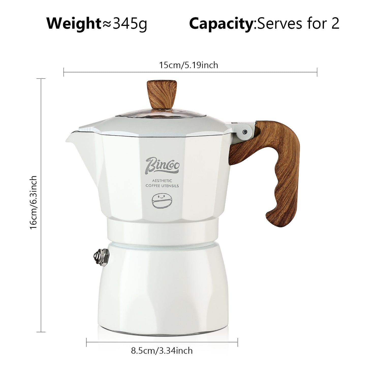Bincoo Stovetop Espresso Maker - Italian Coffee Maker for Gas & Electric Stove,Small Moka Pot for Italian and Cuban Café Brewing,2 Espresso Cups, Portable