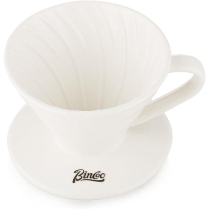 Bincoo Pour Over Coffee Dripper-Ceramic Coffee Dripper Pour Over Cone Coffee Maker Size 01,Portable Coffee Maker For for Home, Cafe, Restaurants (White)