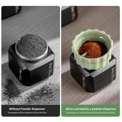 Bincoo GYKF1942 Coffee Maker Dosing Funnel 54mm for Moka Pot-Coffee Powder Filler Funnel,Anti-Flying Powder Distribution Tool for 2-3 Espresso Cup Moka Pot (Green-S 54mm)