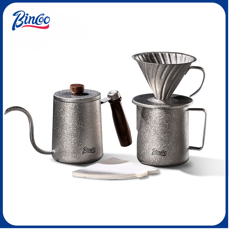 BINCOO Pure Titanium Hand Brewing Kettle Compact Portable Coffee Kettle Long Spout Narrow Mouth Kettle Coffee Pour-Over Brewing Set 350ML/600ML