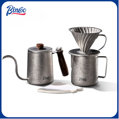BINCOO Pure Titanium Hand Brewing Kettle Compact Portable Coffee Kettle Long Spout Narrow Mouth Kettle Coffee Pour-Over Brewing Set 350ML/600ML