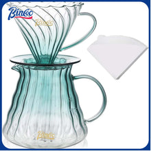 Bincoo GYKF0695 Pour Over Coffee Maker Set with Dripper Size 02,600ml Glass Coffee Server Set,60 Angle TaperedGlass Coffee Dripper with Stand&Filter Paper for Home Office Gift (Green)