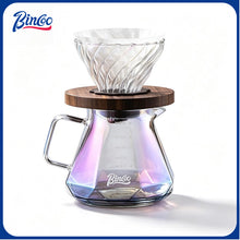 BINCOO Pour‑Over Coffee Set Glass Server with Wooden Holder & Glass Dripper Coffee Brewing Kit 400ML/600ML