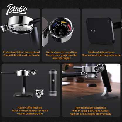 Bincoo H1 PRO Coffee Maker Stand BC-KFJ05, Aluminum Alloy & Wood Support Bracket for Portable Espresso Machine