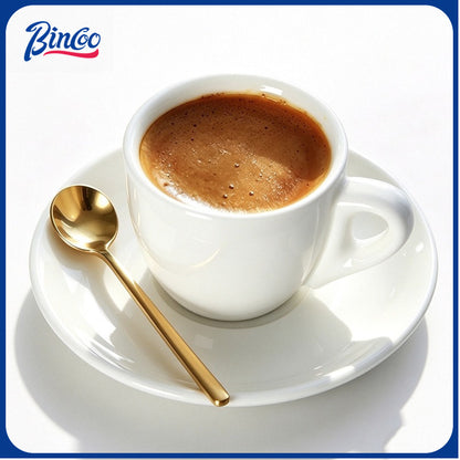 BINCOO Espresso Coffee Cup Set Thick‑Walled Ceramic Cup with Saucer & Coffee Spoon Ideal for Home & Office Use 80ML/125ML