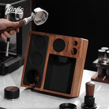 Bincoo GYKF2277 Solid Wood Multi-Functional Tamping Station,Stand Only, No Coffee Accessories