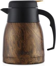 Bincoo 34oz Thermal Coffee Carafe with Brush-Insulated Stainless Steel Coffee Pot for Keeping Hot Coffee,Double Walled Vacuum Coffee and Tea Beverage (Black lid)