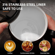 Bincoo 11oz Travel Coffee Mug Tumbler with Flip Lid-316 Stainless Steel Vacuum Coffee Cup with Ceramic Liner for Hot and Cold,Portable Insulation Mug with Rope for Ootdoor Home